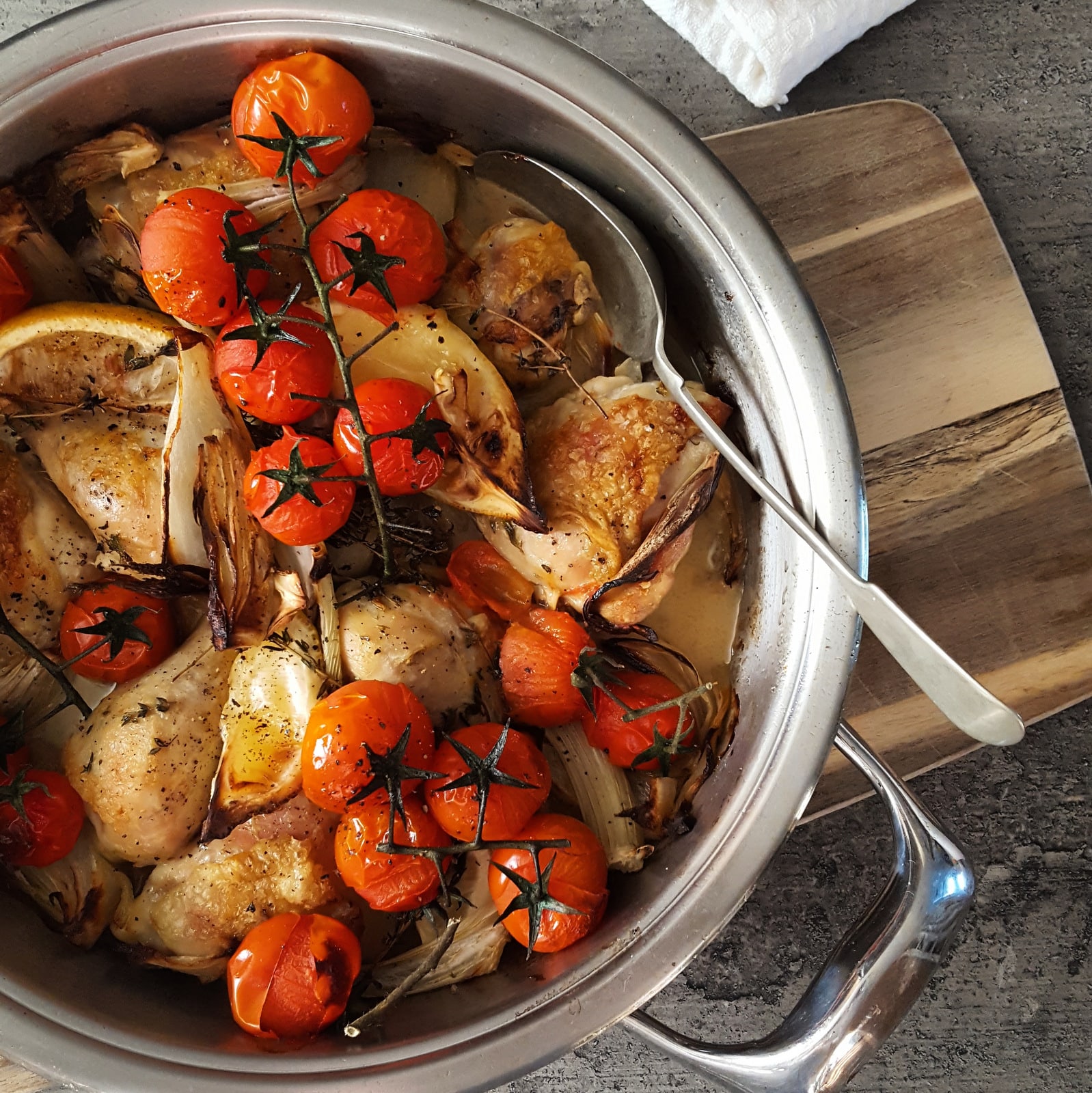 Tuscan pan-roasted Chicken in AMC Gourmet Cookware